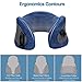 Docamor Memory Foam Travel Neck Pillow, Compact U-Shaped Neck Support Pillow with Easy-to-Carry Bag, Washable Cover and Adjustable Neck Size for Plane Train Car Bus Office Napping, Deep Navy Blue