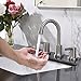 Phiestina 2 Handle 3 Hole 8 Inch Widespread Bathroom Faucet with Metal Pop-Up Drain, Brushed Nickel, WF015-1-BN