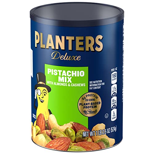 PLANTERS Deluxe Pistachio Mix, 1.15 lb. Resealable Canister Deluxe