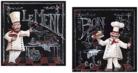 Roaring Brook Lovely Chalkboard-Style French Le Menu and Bon Appetit Chef Set by Tre Sorelle Studios; Two 30x30cm Unframed Paper Posters (Printed On Paper, Not Chalkboard)