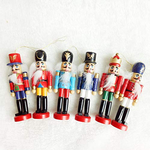Luerme 12CM Tin Toy 6-Piece Decorative Pendant Nutcracker Wooden Soldier Puppet Decorative Pendant Figurines Ornaments Puppets Figures Dolls Toy