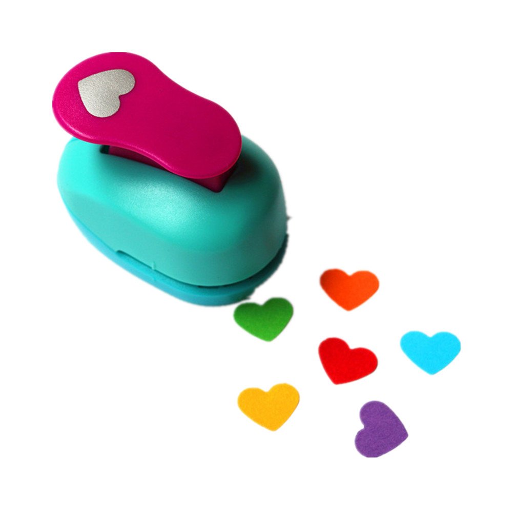ODETOJOY Handheld Scrapbooking Punch Cutters Album Cards Paper Crafts Puncher Hole Punches Supplies with Shape Heart