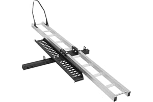 Sootvp Aluminum Motorcycle Hitch Carrier With Loading Ramp - 400 lbs Capacity, Folding Hitch Mount Bike Rack, Dirt Bike Carrier With Tire Limiter