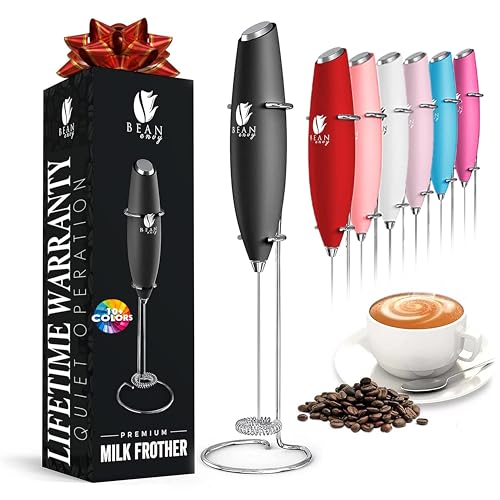 Photo 1 of Bean Envy Milk Frother Handheld for Coffee - Mini Drink Mixer Whisk & Coffee Foamer Wand with Stand for Lattes, Cappuccino, Matcha and Hot Chocolate - Kitchen Gifts - Black