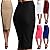 TheMogan Women's Pleated Yoke Back High Waist Stretch Curve Pencil Midi Skirt
