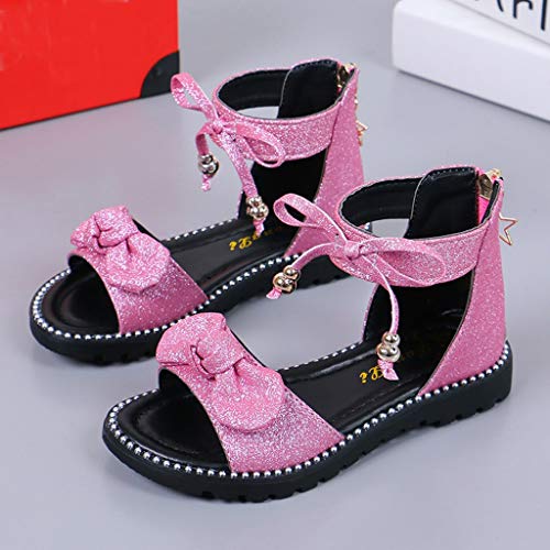 Alimao Kids Girls Casual Shoes Summer Sandals,Bowknot Bling Sequins Princess Shoes Classic Refined Sequins Princess Shoes Casual Shoes Size 27-37