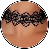 Wlahm Lace Ribbon Choker Necklace for Women | Adjustable Choker Necklace Charm Statement Hollow Ribbon Collarbone Necklace Striking Gothic Prom Jewelry Gifts