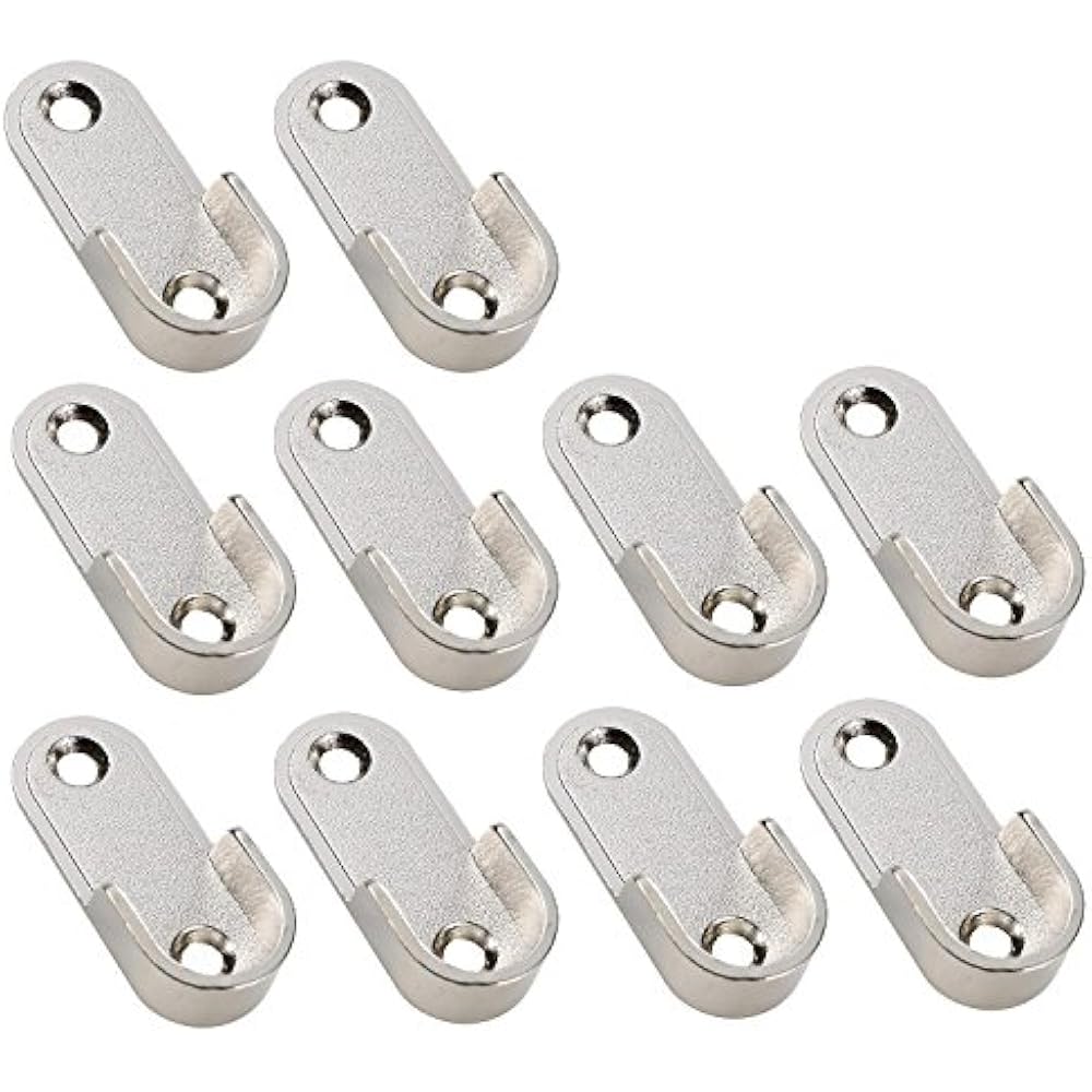 Oval Closet Rod End Supports Flanges Socket 15x30mm Rods Pack 10 Home