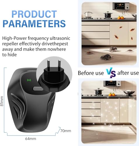 RUTIDA Ultrasonic Pest Repeller, 4 Pack Electronic Mosquito Repellent Pest Control, Ultrasonic Mosquito Repeller for Indoors, Flies, Mice, Cockroaches, Spiders, Rodents