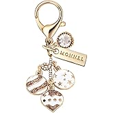 MONNEL MC497 Crystal Love Heart and Ball Lobster Clasp Charm for Women with Velvet Bag (White,1 Piece)