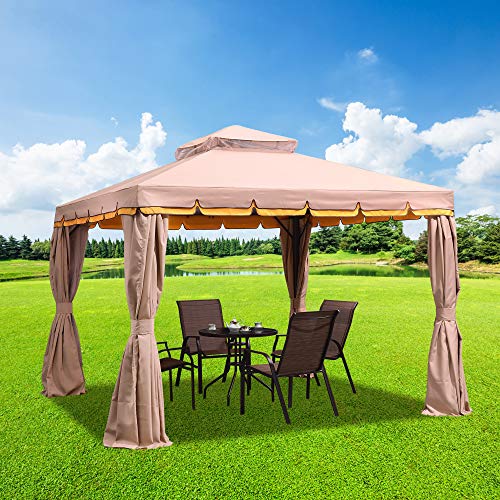 PURPLE LEAF 11′ × 11′ Outdoor Gazebo Garden Canopy Steel Frame Vented Soft Canopy, D ...