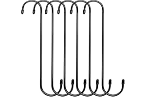 Lchkrep Plant Hooks 6 Pack 10 inch Black,Large Plant Hanger S Hook Garden Hooks for Plants, Hanging Baskets,Flower, Pergola,Garden,Patio,Kitchen,Indoor Outdoor Uses (Black-10inch)
