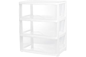 BYCY 3 Drawer White Plastic Storage Organizer Rolling Cart with Wheels Casters,Assemble Organizer Cart Storage Bin Paper Organizer for Office Art Craft Supplies Dresser Classroom and Home,Wide