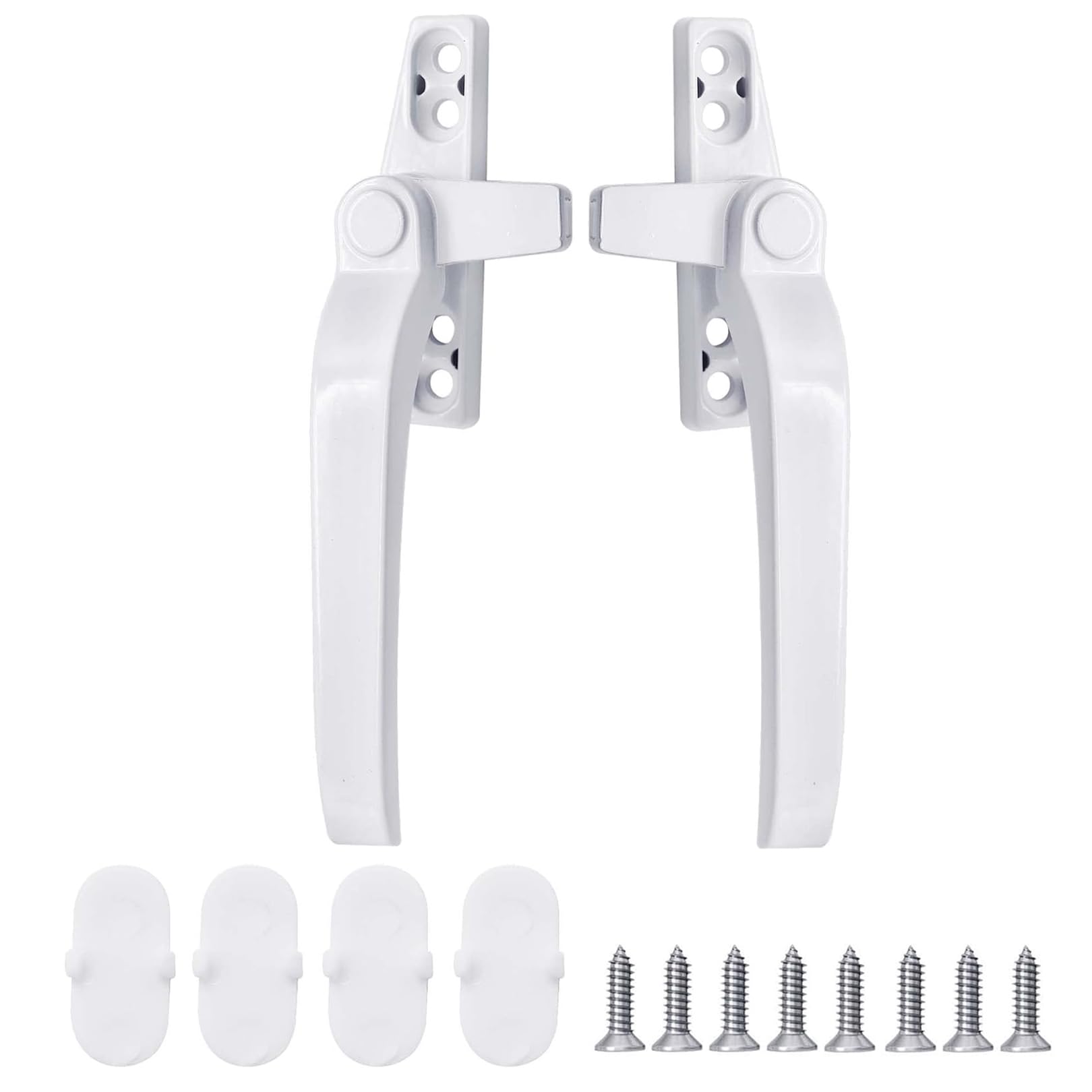 1 Pair Window Handle Replacement Kit,Universal Window Handle Replacement Right/Left Hand with Fixing Screws,Locking Design White Replacement Window Handles for Switch Window Door Security