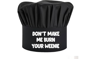 WUUCKOO Don't Make Me Burn Funny Cooking Hat with Adjustable, Cooking Cap Gifts for Families Friends Dad Mom, BBQ Grilling Barbecue Chef Hat Gifts for Men Women Husband Aunt Black
