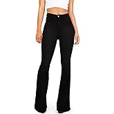 BISUAL Women's Black Bell Bottom Jeans for Women High Waisted Flare Jeans Womens Ripped Stretchy Bell Bottoms Pants