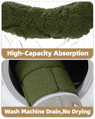 Color&Geometry Ultra Soft Bathroom Rug, Non Slip Machine Washable Bath Mat with Rubber Backing, Plush Fluffy Absorbent Carpet for Bathroom Floor, Tub and Shower, 17"x47", Green