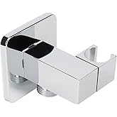 NearMoon Wall Supply Elbow with Handheld Shower Holder - Solid Brass Square Shower Bracket with Flange G1/2 Hose Connector, W