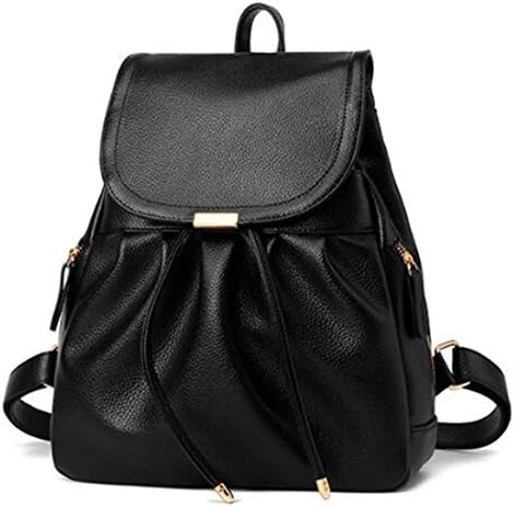 Fashion Black Rucksack PU Leather Women Girls Ladies Backpack Travel Bag (Style 2 black)