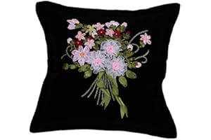 koaunert Silk Ribbon Cross Stitch Pillow Case Craft Handmade Ribbon Embroidery For Unique Home Decor And Beautiful Gift Optio