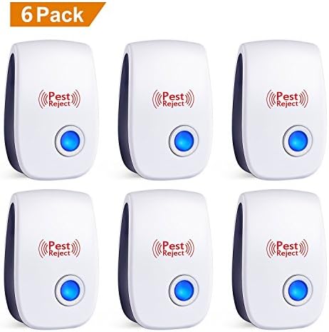 [UPGRADED] Ultrasonic Pest Repeller - BEST Pest Control 6-Pack with DOUBLE IMPACT - Plug-In Electronic Home Repellent Anti Mice, Ant, Roach, Mosquito, Outdoor/Indoor (6-packV2, White+black)