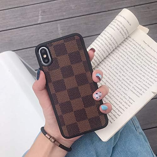 ~KaiyoKumi~ Case Cover for iPhone7/8 Plus X/XS XR MAX Fashion Luxury PU Leather Plaid Style Cover Case Compatible for Apple iPhone (Brown Plaid, iPhoneXS MAX)