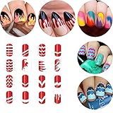BTArtbox 12 Packs Over 36 Different Designs Tip Guide Nail Vinyl Self-adhesive Nail Stencil Sticker Easy Nail Art Set for Finger or Toe