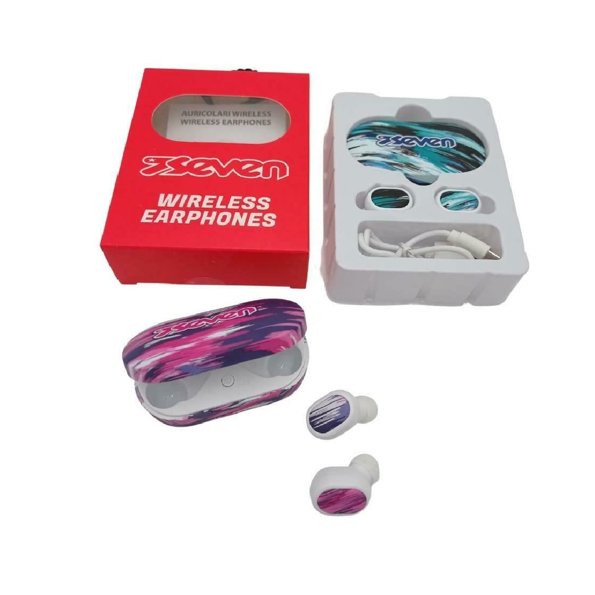 Cuffie Wireless Bluetooth 5.1 con Fucsia Auricolari con Microfono Seven :  Amazon.it: Elettronica