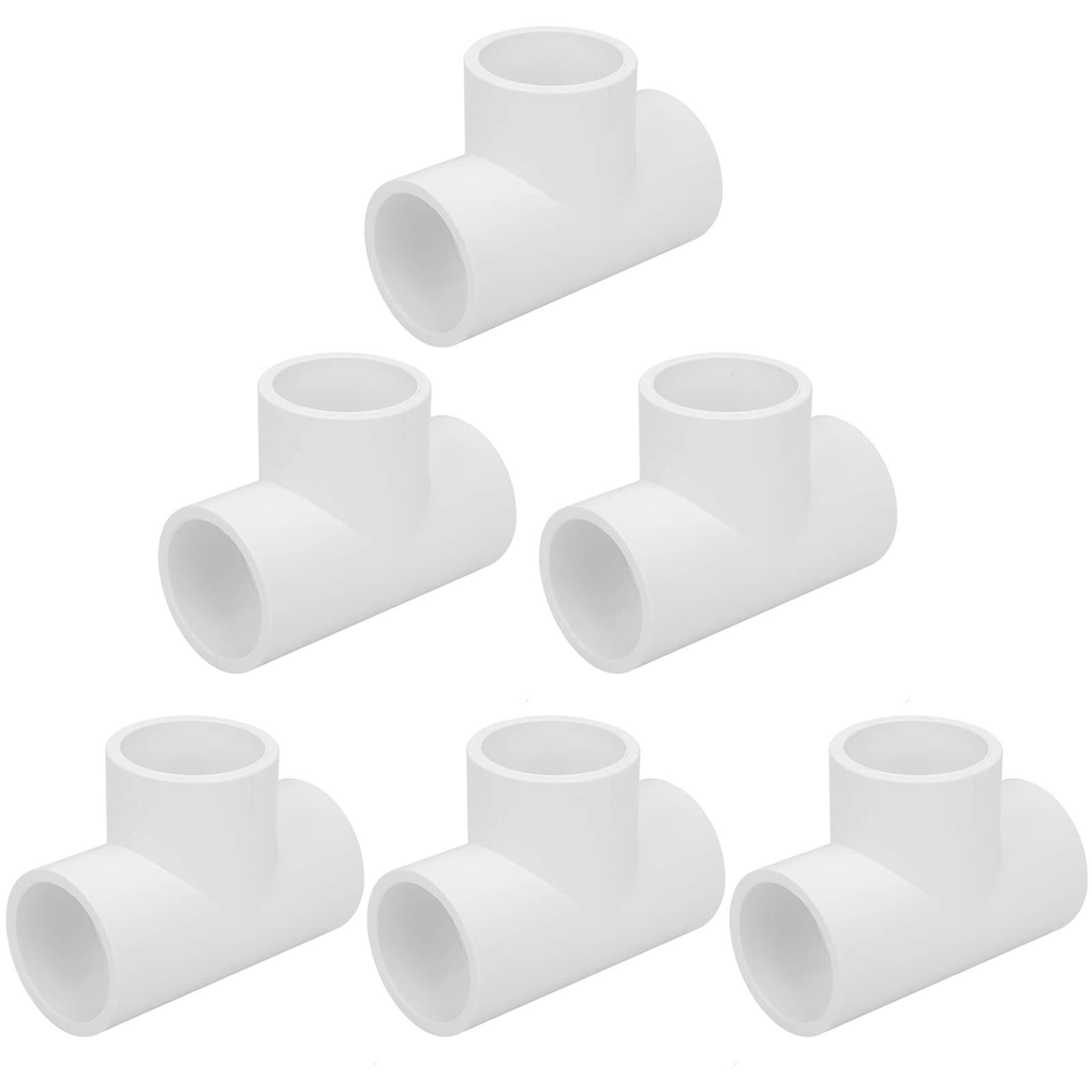 Photo 1 of 6Pack 3 Way 1 Inch Tee PVC Pipe Fittings Connector SCH40 Furniture Build Grade PVC Corner Fittings Elbow Fittings for DIY PVC Shelf Garden Support Structure Tent Connection