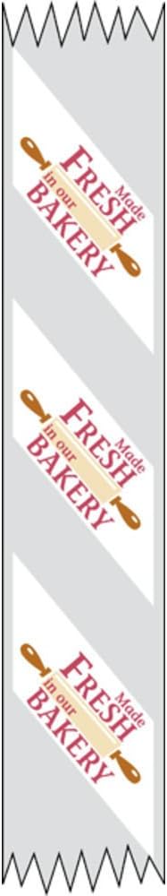 Tamper Evident Packaging Tape for Food Containers Transparent Clear Imprinted "Made Fresh in Our Bakery" - 1"W x 500 ft