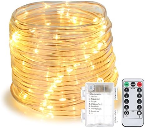 Fairy Lights Battery Powered 33ft String Lights FoYoung 8 Modes LED Twinkle Lights with Remote Timer Waterproof|Indoor|Outdoor|Christmas Ideas (Warm White)