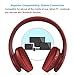 Ifecco Bluetooth Headphones, 4 in 1 Upgrade Bluetooth Foldable Over-ear Headsets with Micro Support SD/TF Card for Bluetooth-enabled Devices (Ruby Red)