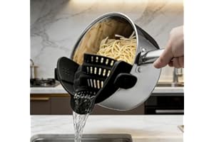 Heat-Resistant Silicone Clip-On Colander Universal Fit for Pots and Pans Space-Saving Kitchen Tool for Draining Pasta & Veggi