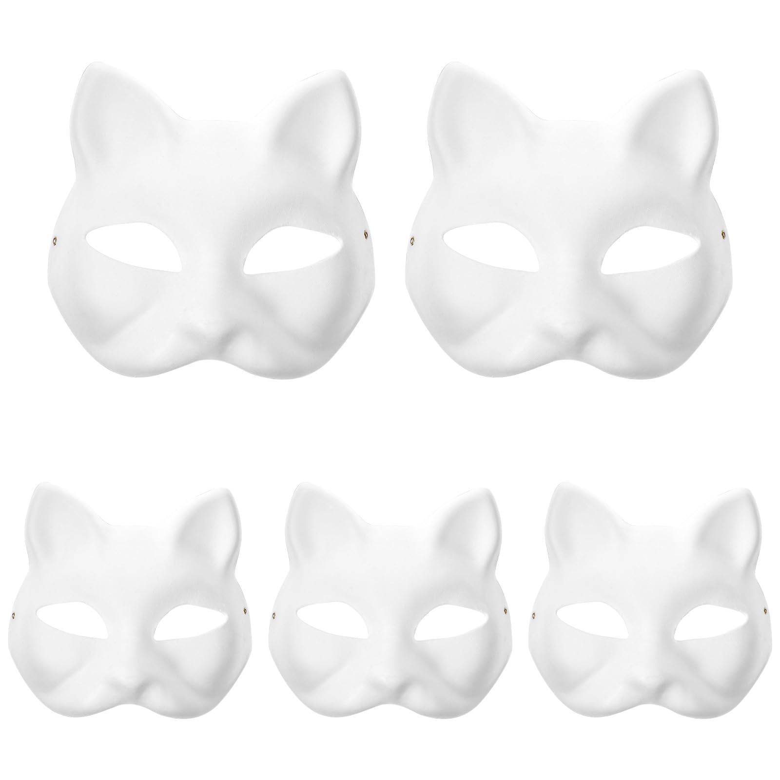 MAGICLULU Cat Masks Masks White Cat Paper DIY Unpainted Masquerade Blank DIY Halloween Animal Half Face Blank for Carnival Cosplay Dance Party 5pcs