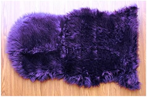Masada Rugs, Faux Sheep Fur Shag Area Rug (24 Inch X 36 Inch) Purple
