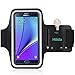 HILDA Armband Compatible Galaxy Note 5 Feartured with Sport Scratch Resistant Material Slim Lightweight Dual Arm Size Slots Sweat Resistant Key Pocket with Headphone Ports Black