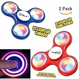Finger Spinner Toy with LED Lights Stress Reducer Finger Spinner With Beautiful LED Lights Red and Blue Set of 2