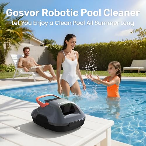 Gosvor Cordless Robotic Pool Cleaner, 90 Min Runtime Pool Vacuum, Self-Parking, 7.5 lbs Lightweight, Ideal for Above Ground Pools up to 860 sq.ft