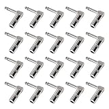 20 Pack 1/4" 90 Degree Angle Plugs TS Mono Heavy Duty Style for Speaker Cables, Patch Cables, Snakes - Male 1/4 Inch Phono 6.3mm Phone Plug Bulk