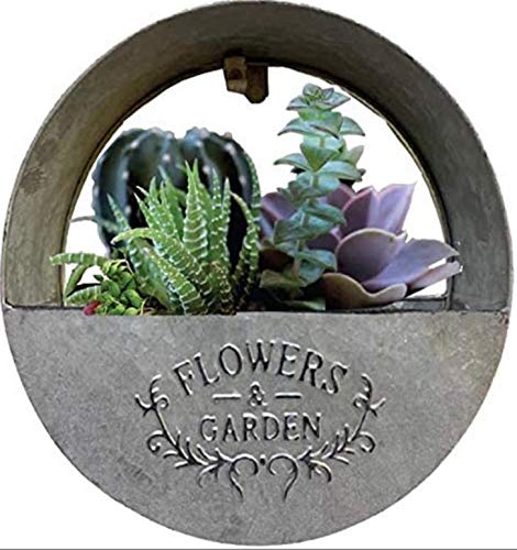 MATCHLESS Amazing Large Beautiful Round Flowers & Garden Galvanized tin Metal Natural Hessian Flowers Pot With Rope Perfect Use For Home Decorations,Gardening Indoor Or Outdoor (Circular)