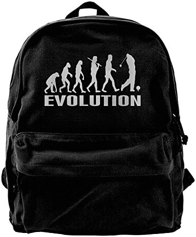 Golf Evolution Funny Golfer Humor Canvas Backpack School Rucksack Travel Backpack Laptop Backpack Black