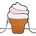 Queenfashion Cute Cartoon Women Ice Cream/ Cupcake Shape Mini Shoulder Bag Metal Chain Black