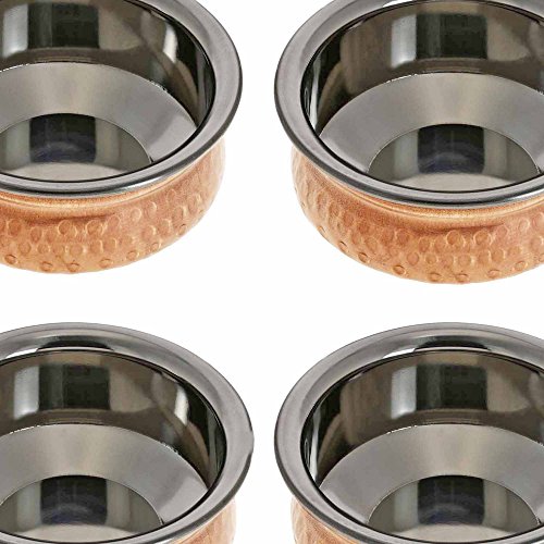 4 Inches Handmade Indian Copper Bowls Set of 4 Dinnerware Bowls