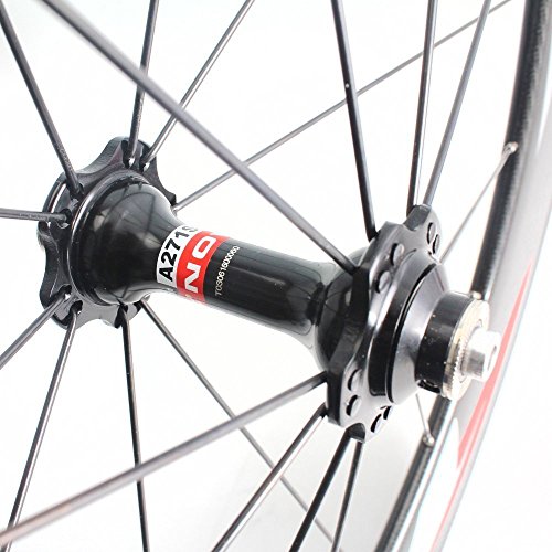 Wiel 700c 88mm Carbon Fiber Road Bike Tubular Wheels Bicycle Wheelset for Shimano - 3k Glossy Red White R88t