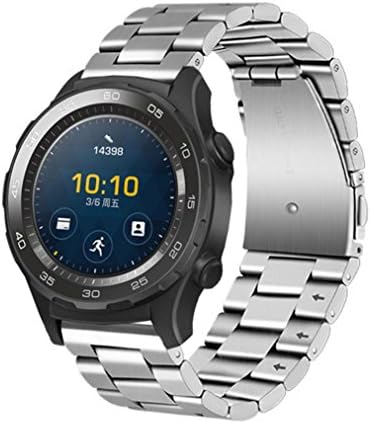 VESNIBA Genuine Stainless Steel Bracelet Smart Watch Band Strap For Huawei Watch 2 (Silver)