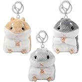 SHIDXIB 3Pcs Cute Hamster Plush Keychains Charm Animals Keyring Handbag Pendant