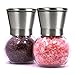 Brushed Stainless Steel Salt Mill and Pepper Grinder Set With Round Glass Globes - Isa Cucina