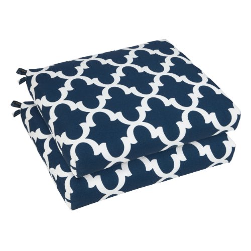 Mozaic Blair Indoor/Outdoor Chair Cushion Set, 20-inch, Scalloped Navy