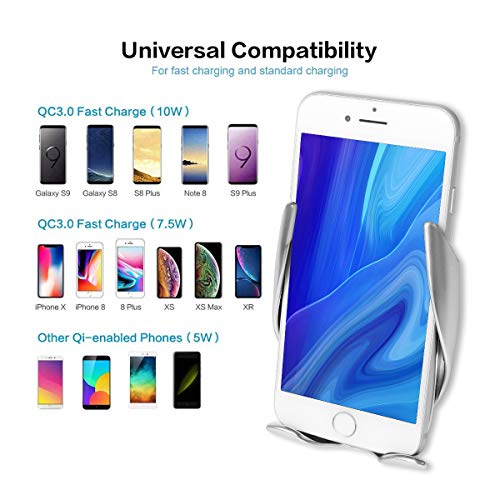 MEYUEWAL Wireless Car Charger Mount, 10W/7.5W Qi Fast Charging Car Phone Holder, Windshield Dashboard Air Vent for iPhone Xs Max/XR/X/8/8Plus Samsung S10/S9/S8/Note 8