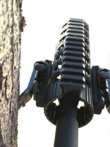 AR 15 Quad Rail Spike Shooting Rest for Imbedding and Holding the Muzzle End of a Rifle Into a Tree of Any Diameter or a Soft Object, to Improve Aim and Provide Cover